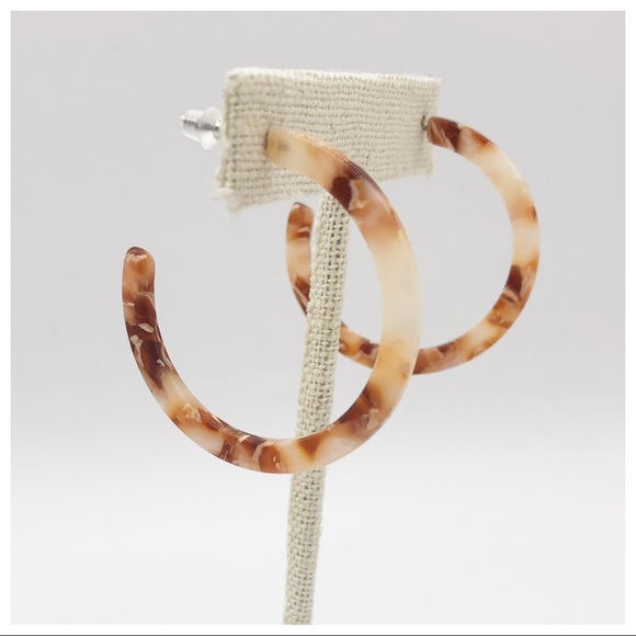 RESERVED 3 pairs TORTOISE HOOP EARRINGS - Picture 2 of 7